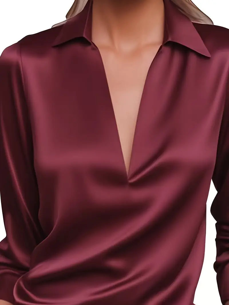 Women's V Neck Long Sleeve Blouse