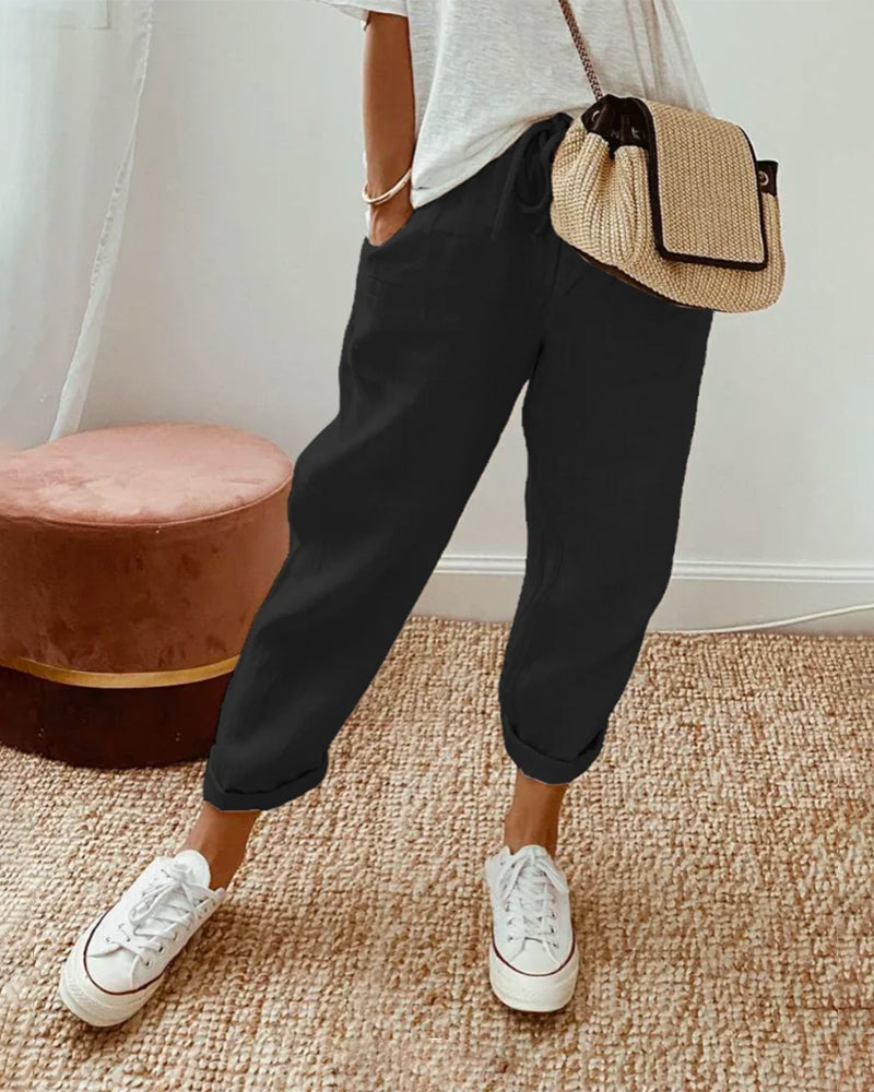 Women's Wide Leg High Waist Pants – Black
