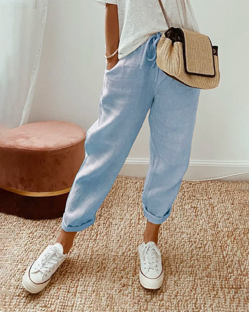 Women's Wide Leg High Waist Pants – Blue