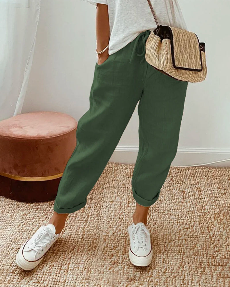 Women's Wide Leg High Waist Pants – Green