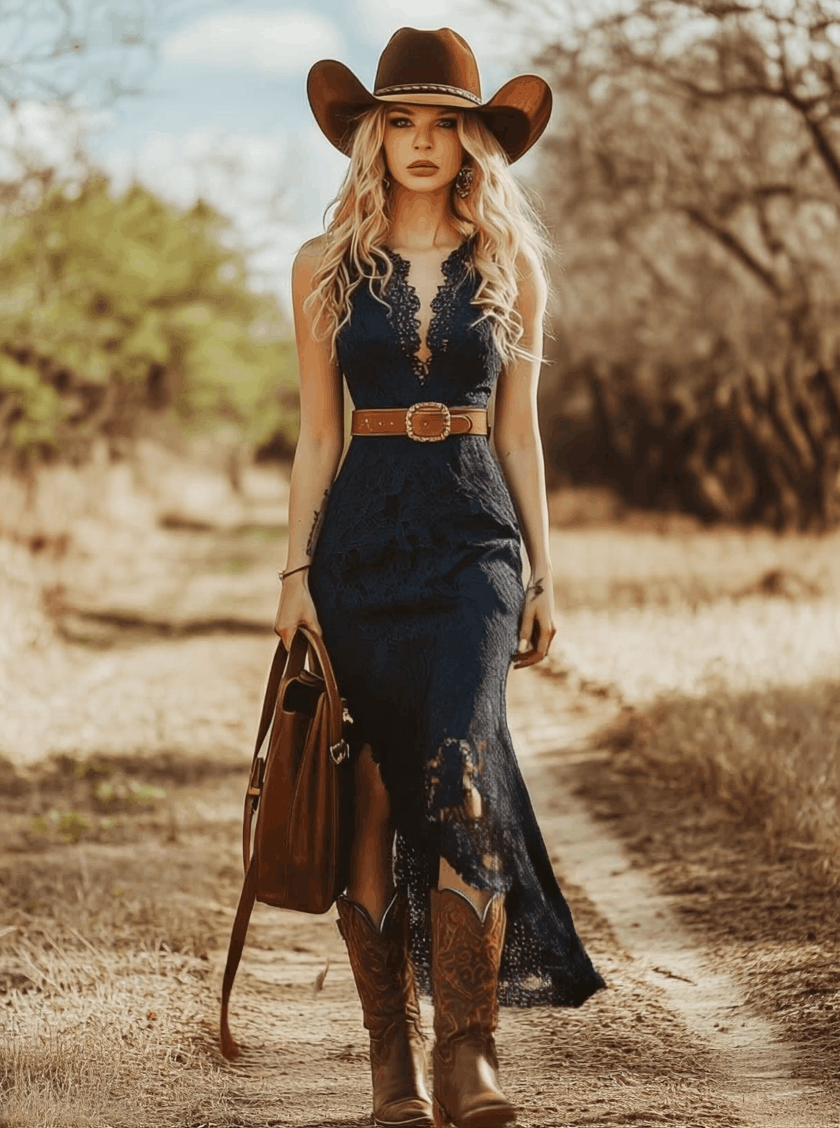 Women's V Neck Midi Dress