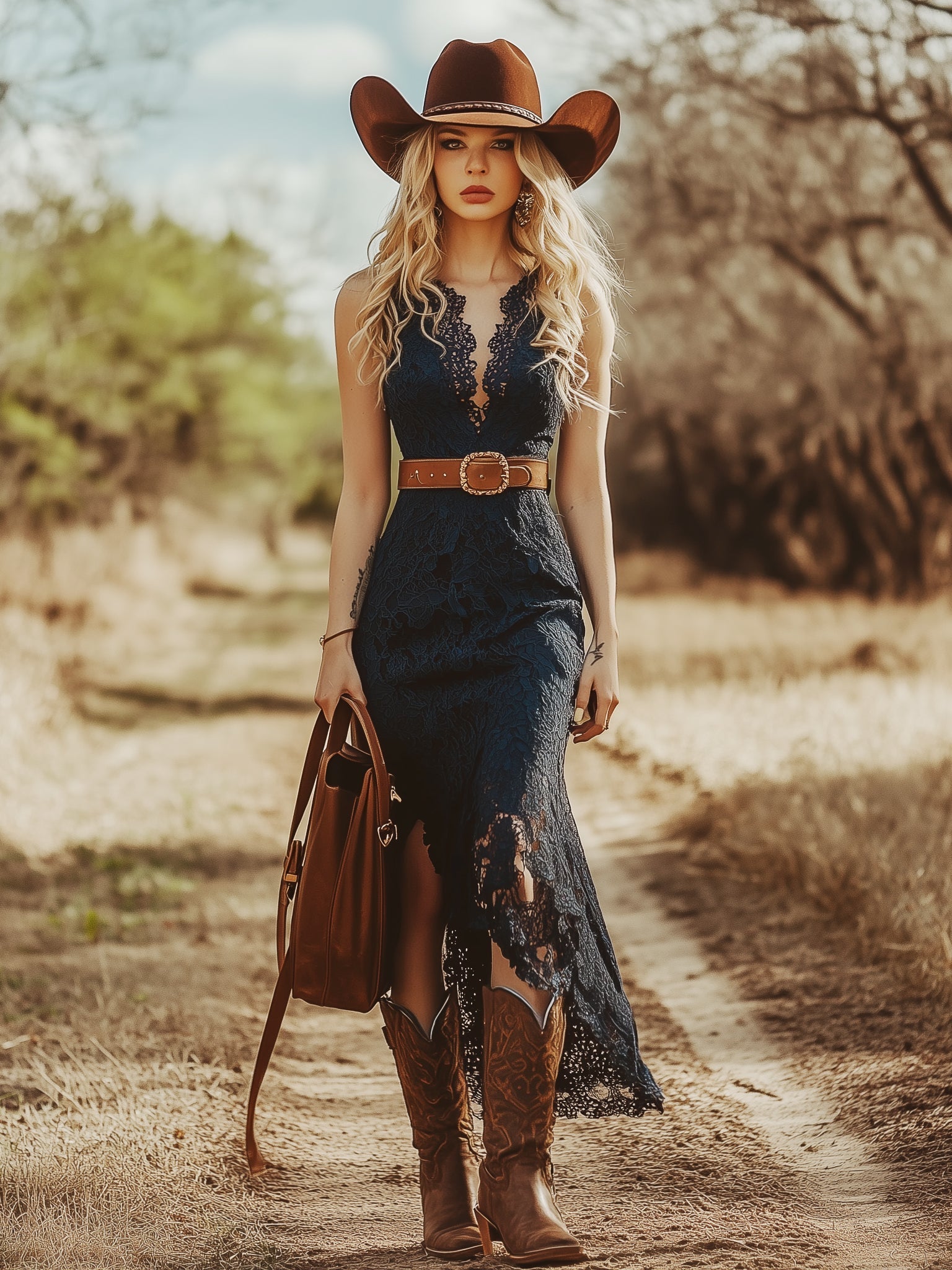 Women's V Neck Midi Dress