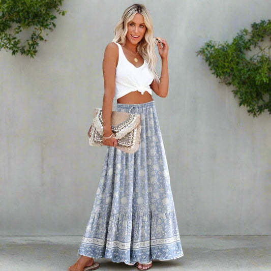 Lucy | Boho Floral Maxi Skirt