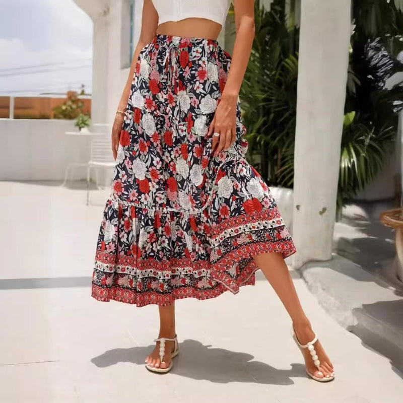 Ava | High Waist Floral Maxi Skirt