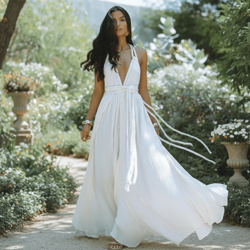 Stella | Backless White Maxi Dress