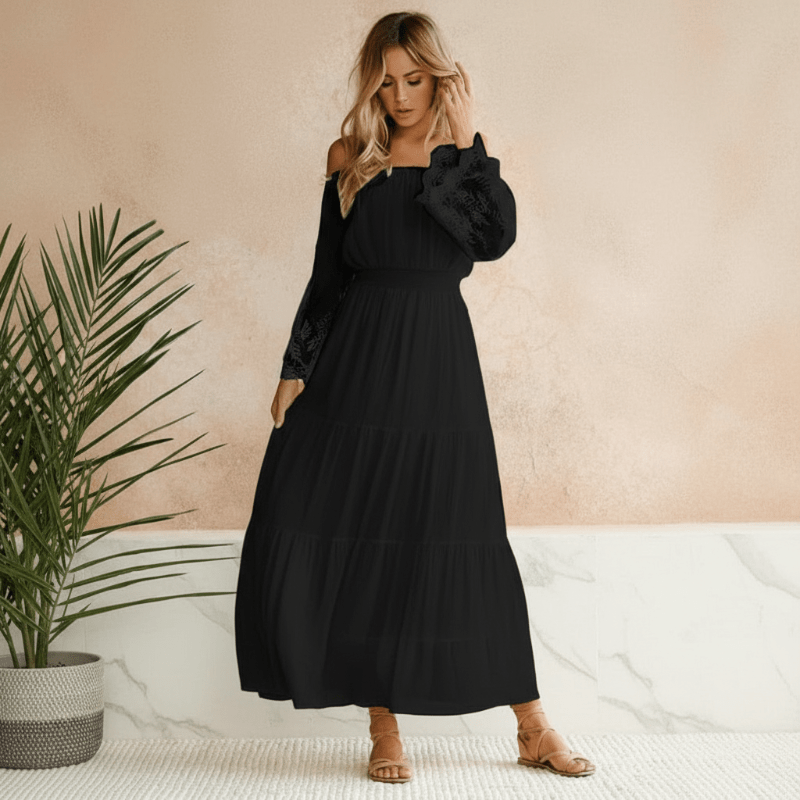 Ashley | Boho Lace White Maxi Dress