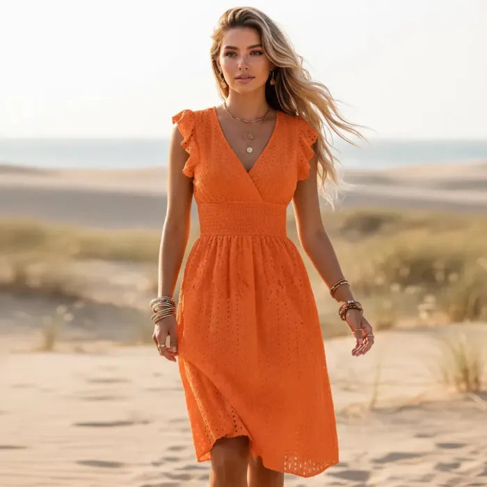 Women's Midi Dress – Orange
