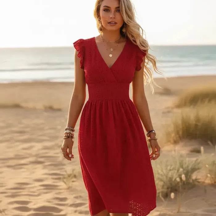 Women's Midi Dress – Red