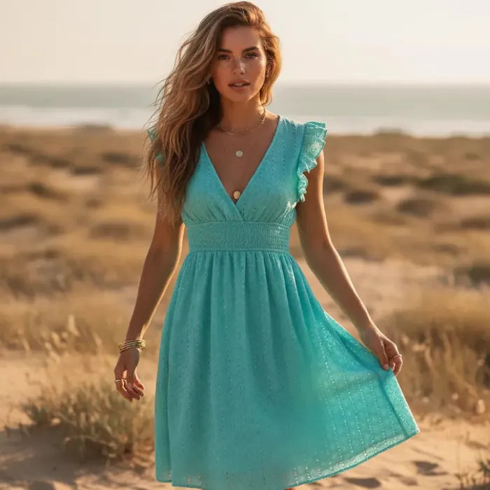 Women's Midi Dress – Teal Blue