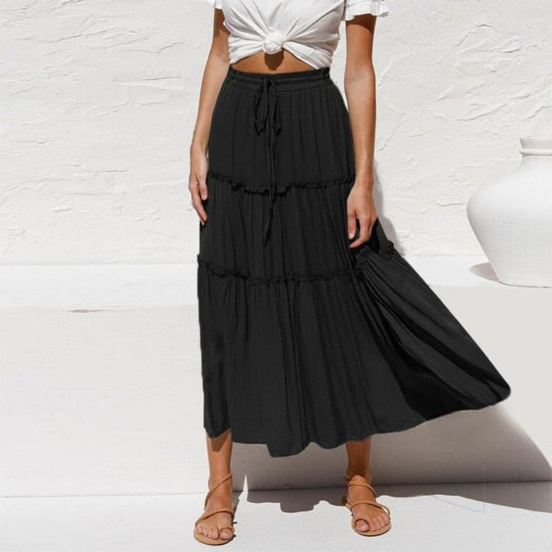 Natalie | Bohemian Ruffle Maxi Skirt