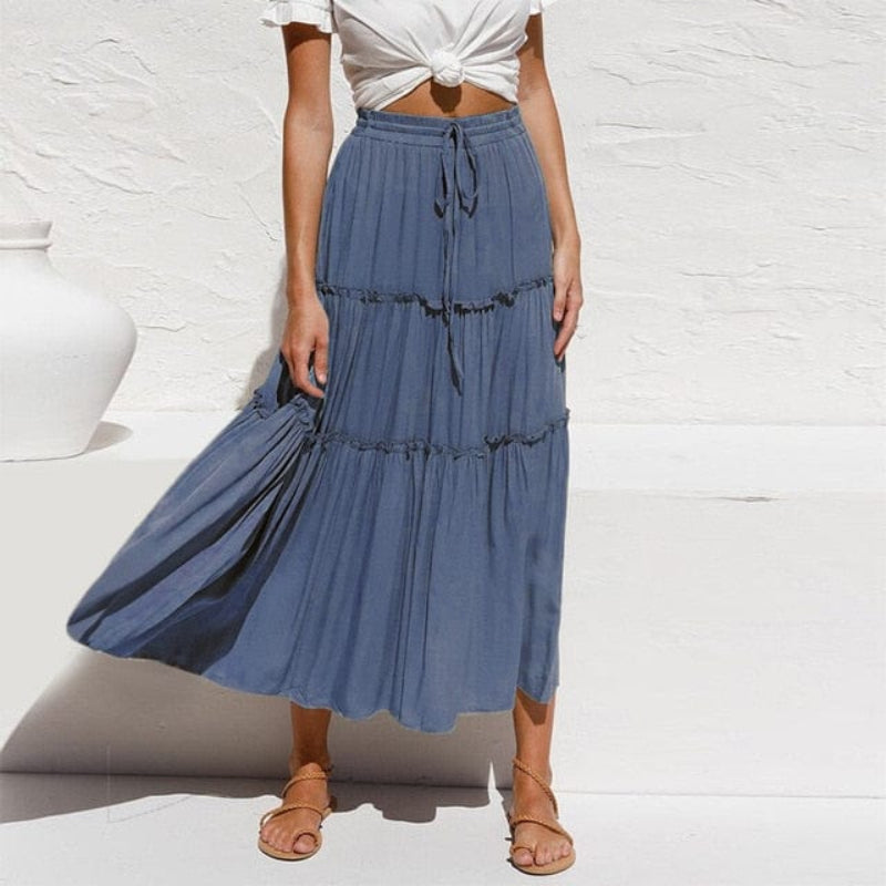 Natalie | Bohemian Ruffle Maxi Skirt