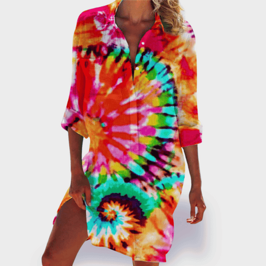 Women's V Neck Mini Dress – Orange