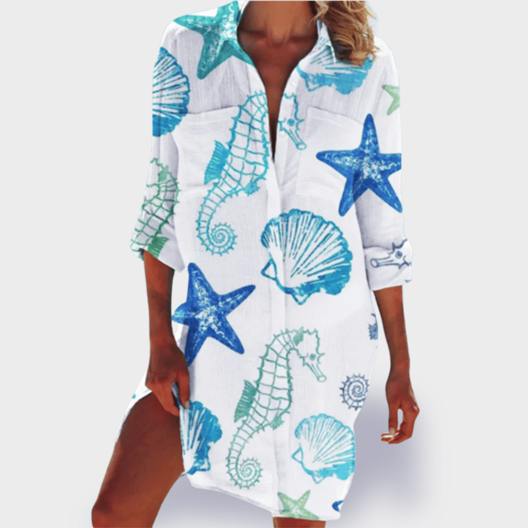 Women's V Neck Mini Dress – Blue