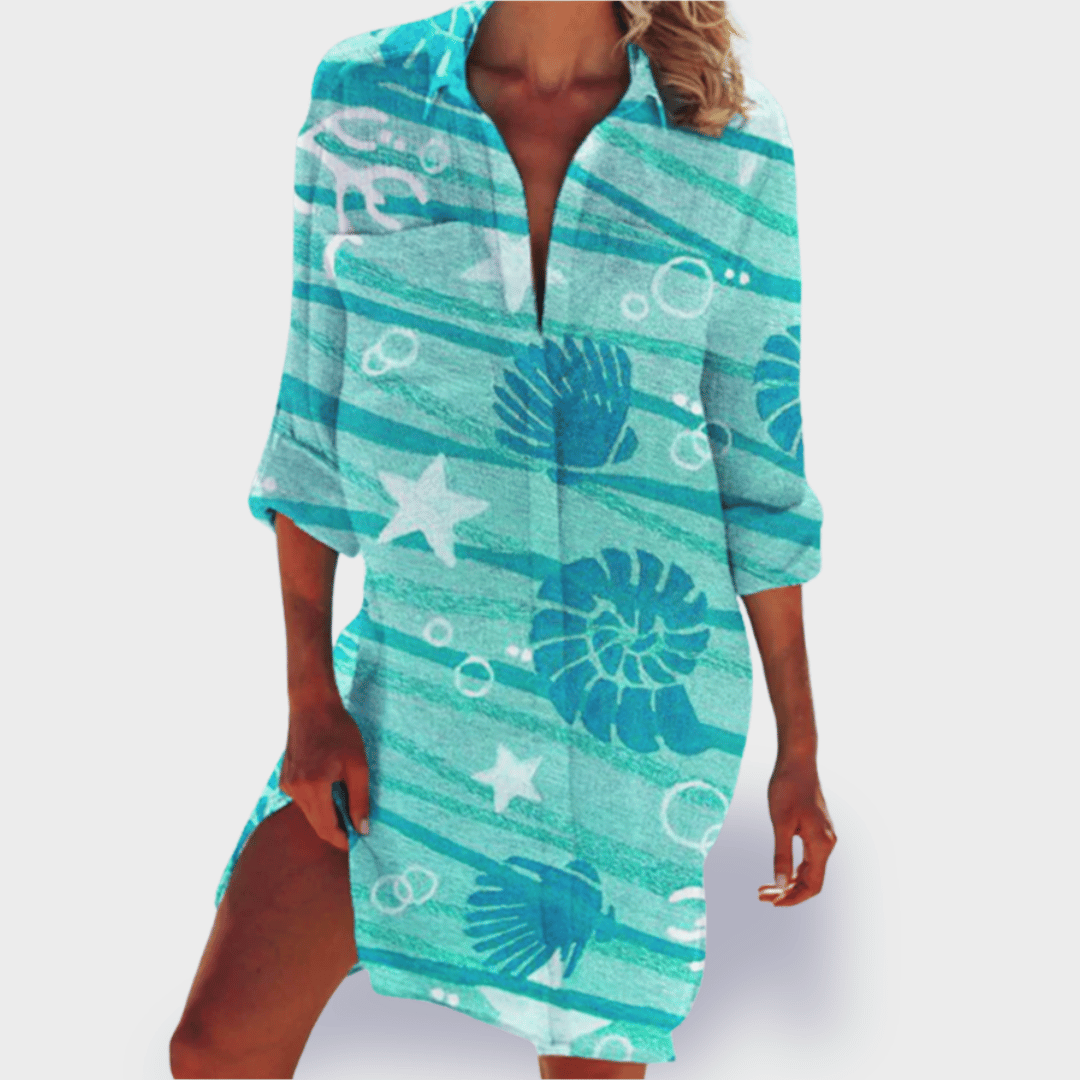 Women's V Neck Mini Dress – Green