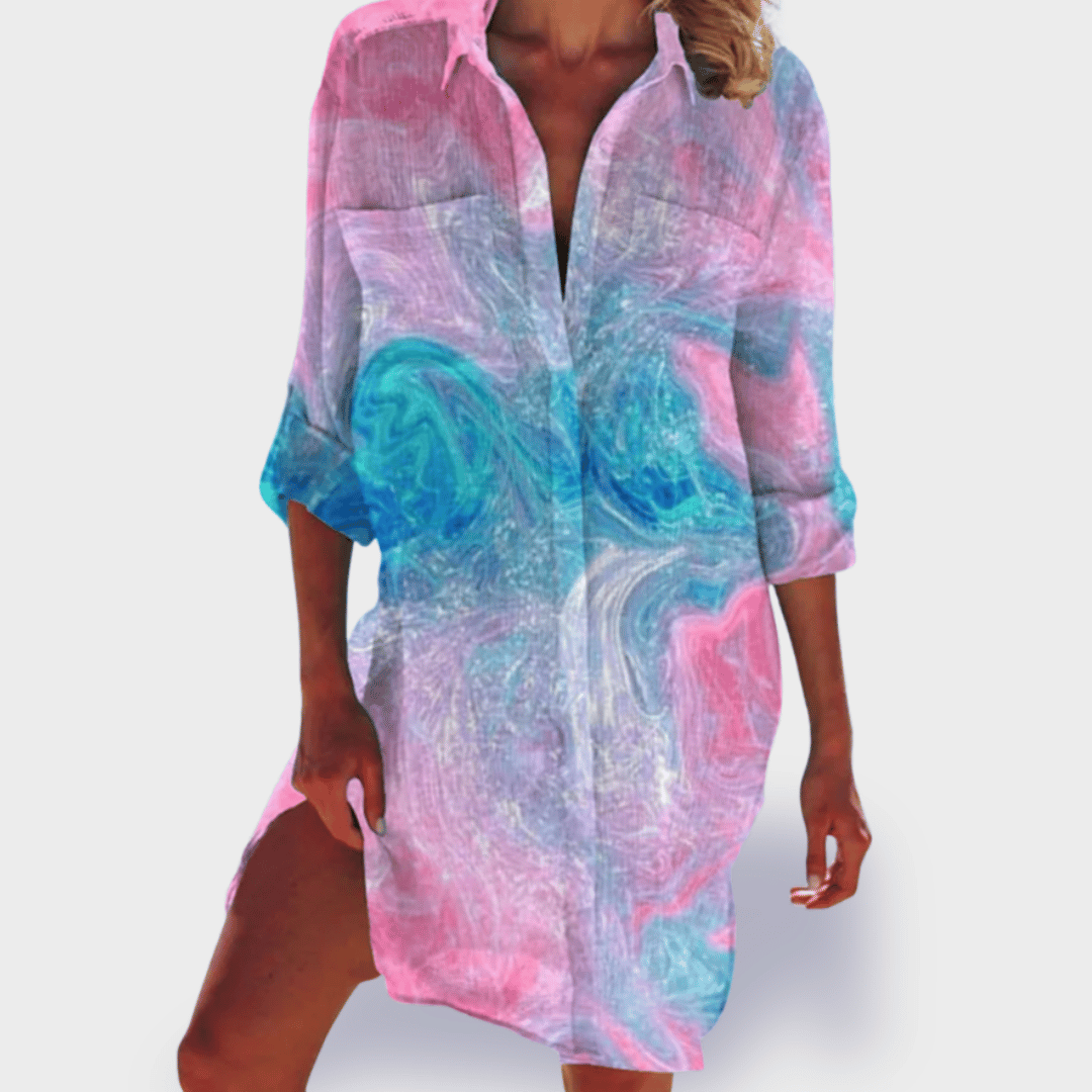 Women's V Neck Mini Dress – Light Pink