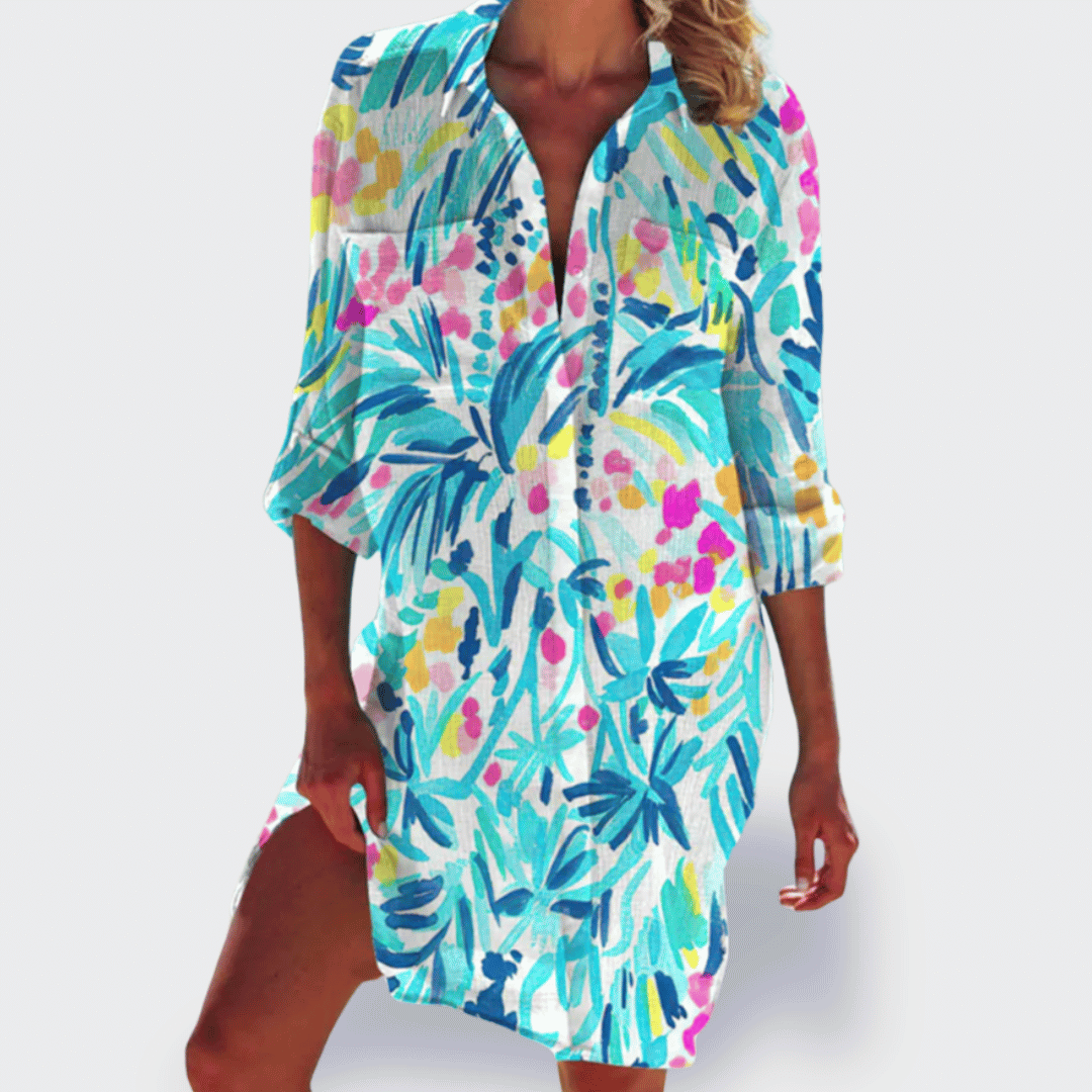 Women's V Neck Mini Dress – Sky Blue