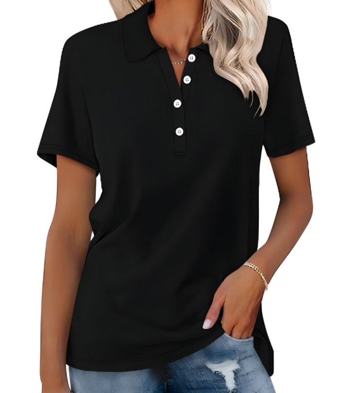 Women's Short Sleeve Blouse – Black