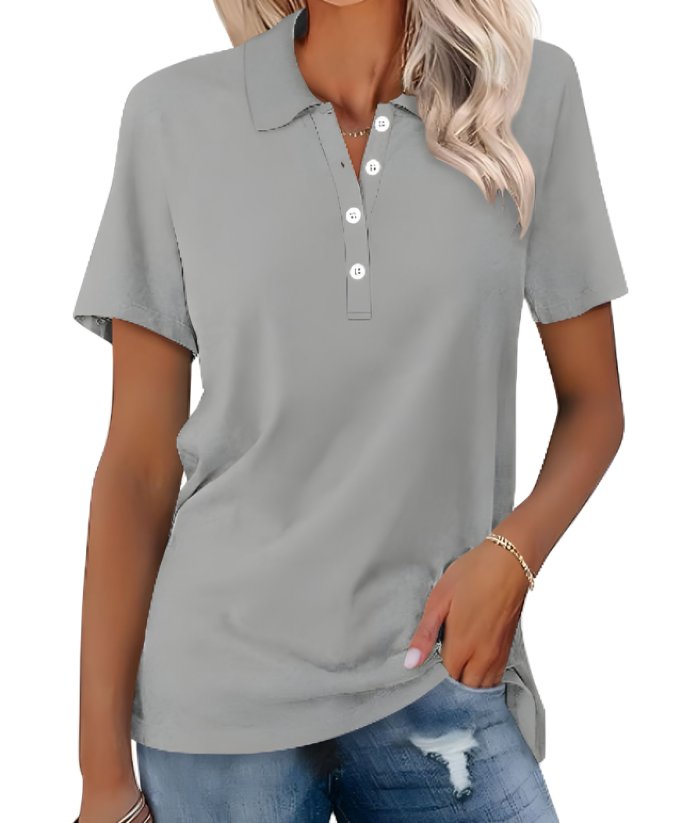 Women's Short Sleeve Blouse – Grey