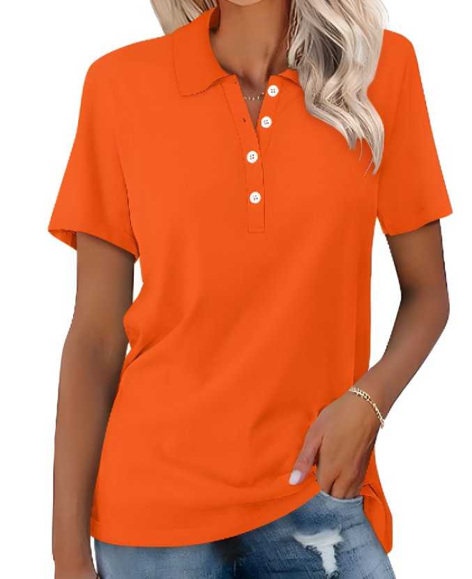 Women's Short Sleeve Blouse – Orange