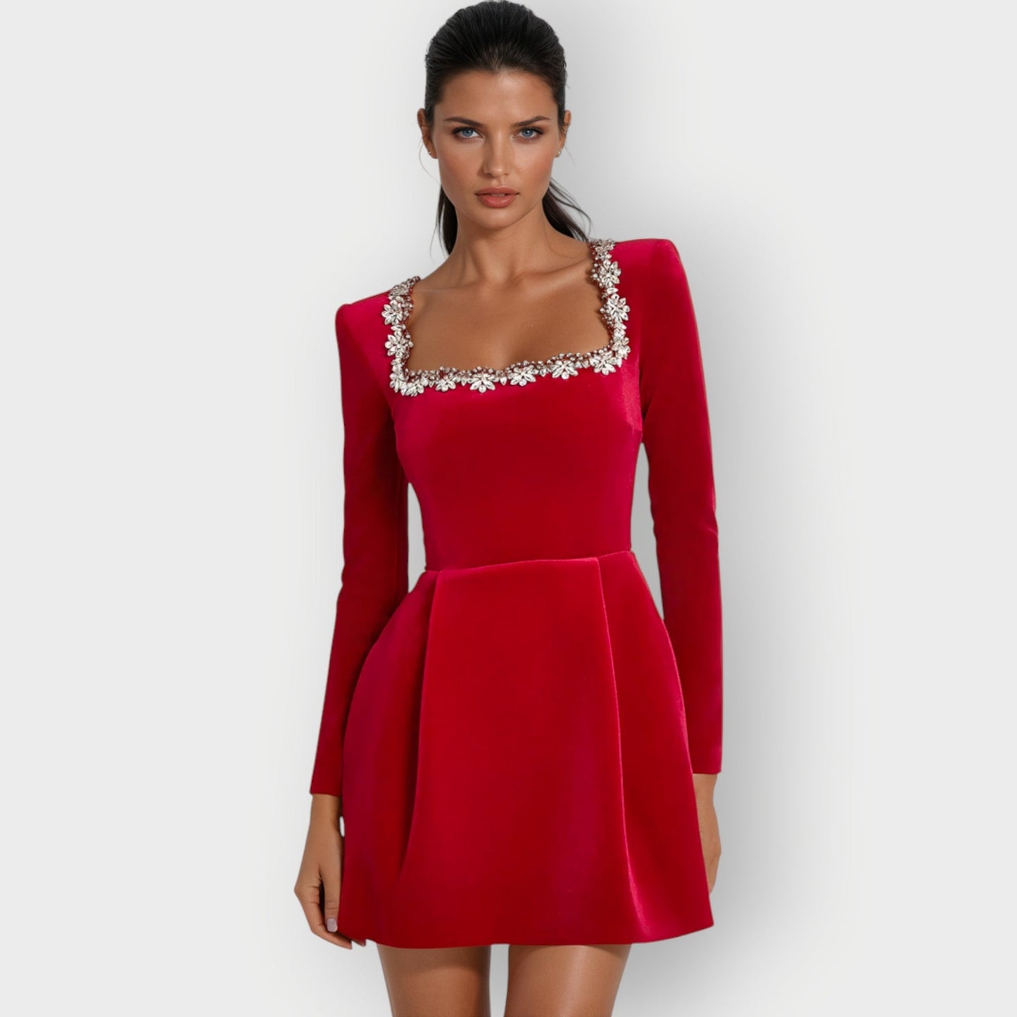 Women's Square Neck Mini Dress – Red