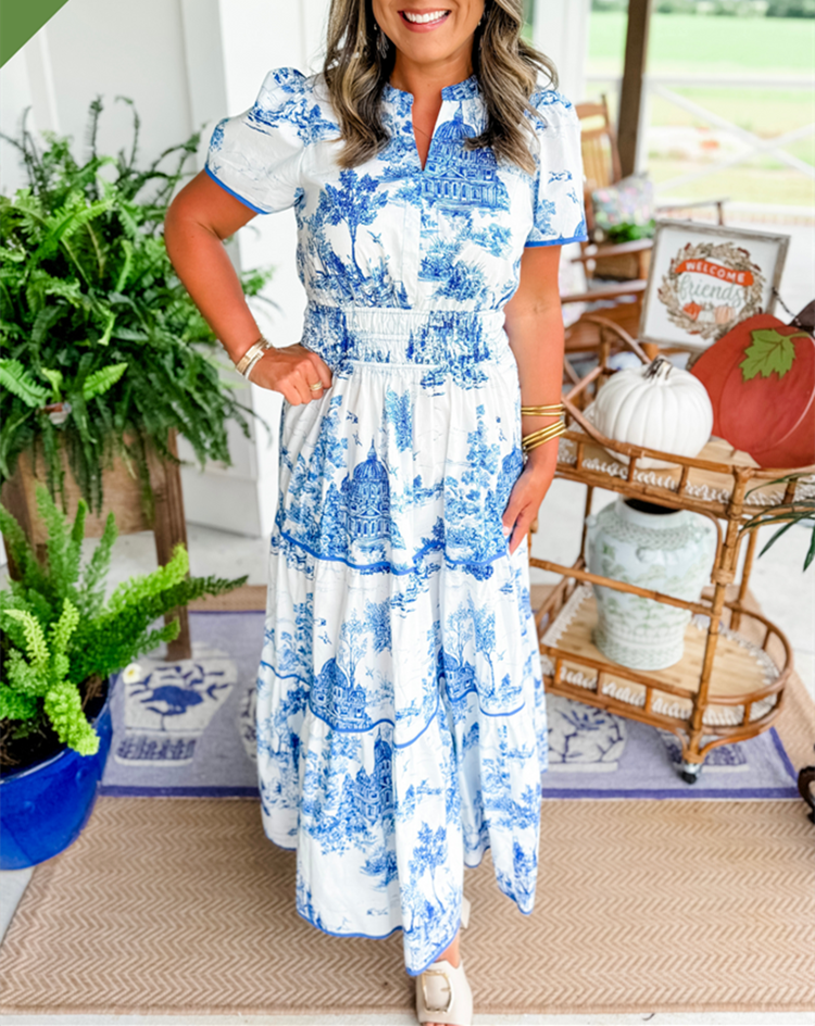 Women's Tiered Maxi Dress – Blue