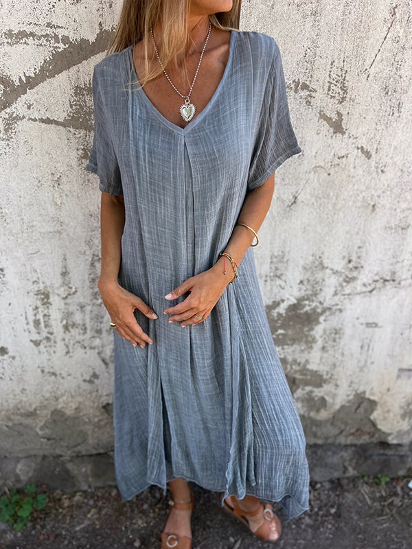 Women's V Neck Maxi Dress – Grey