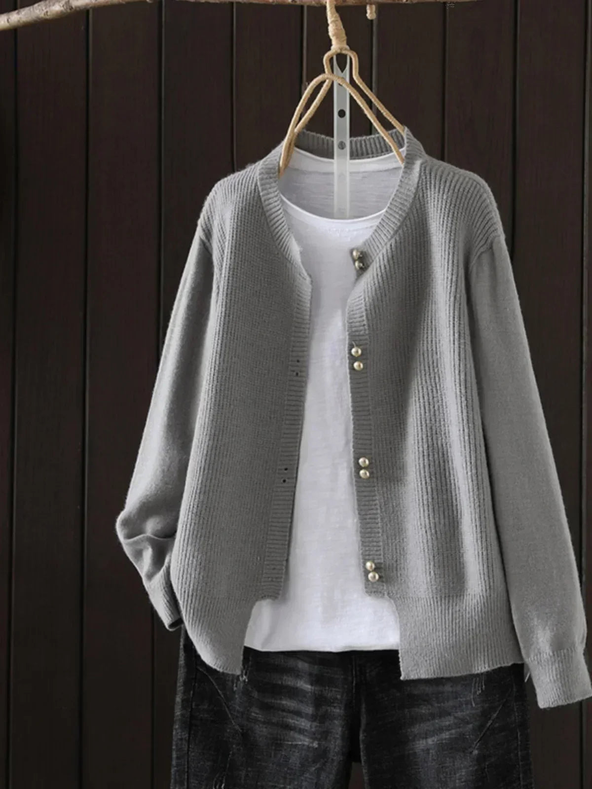 Women's Long Sleeve Cardigan – Grey