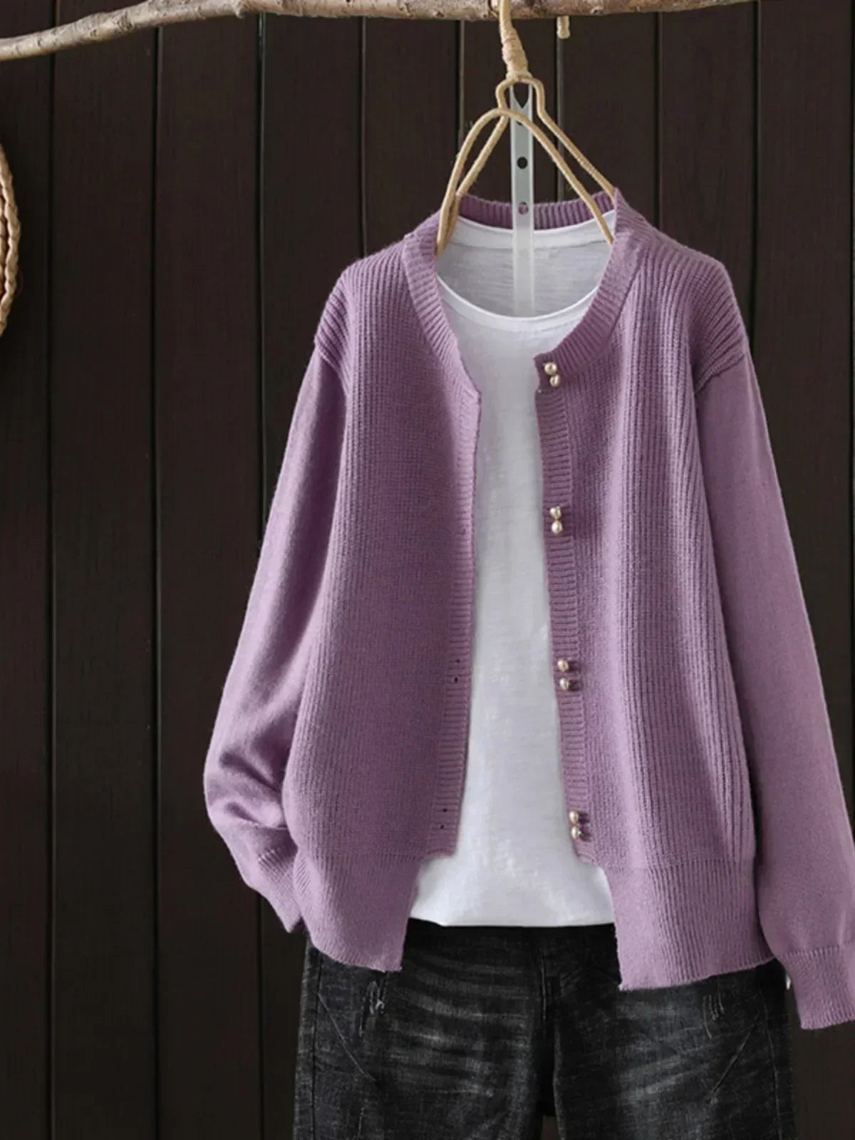Women's Long Sleeve Cardigan – Purple