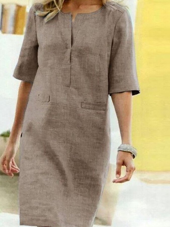 Women's Midi Dress – Beige