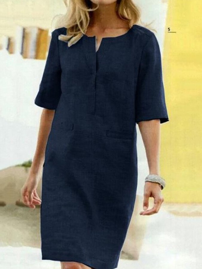 Women's Midi Dress – Navy Blue