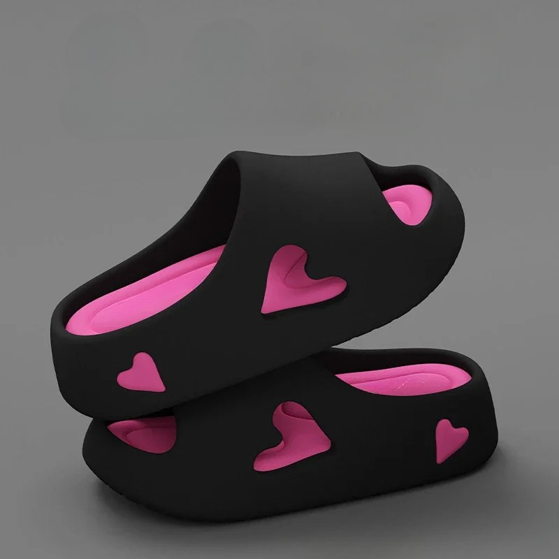 Women's Platform Slides – Black