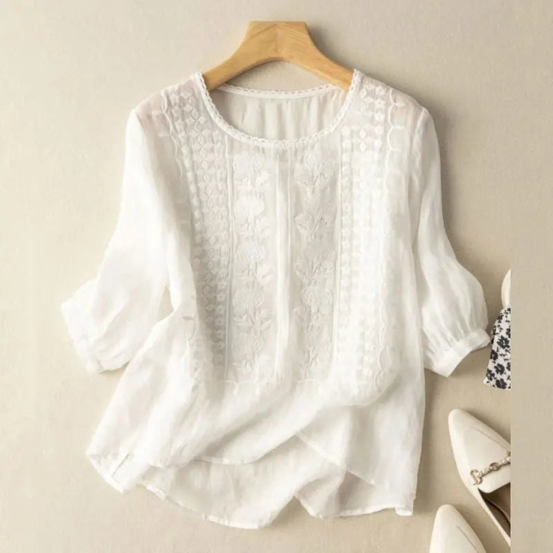 Women's Long Sleeve Blouse – White