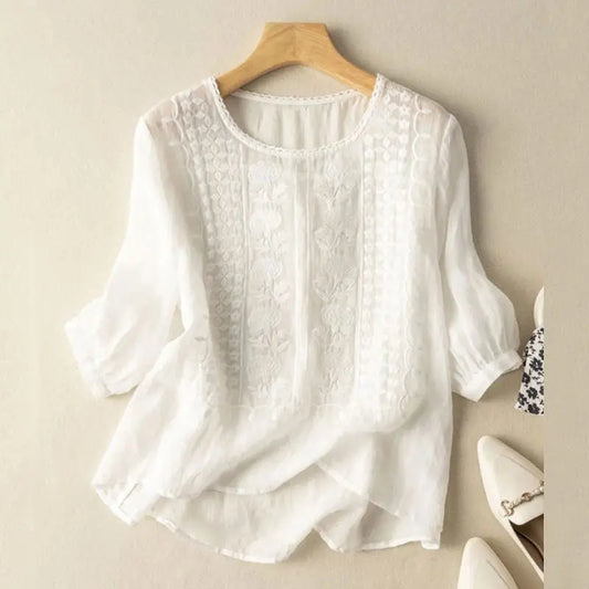 Women's Long Sleeve Blouse – White