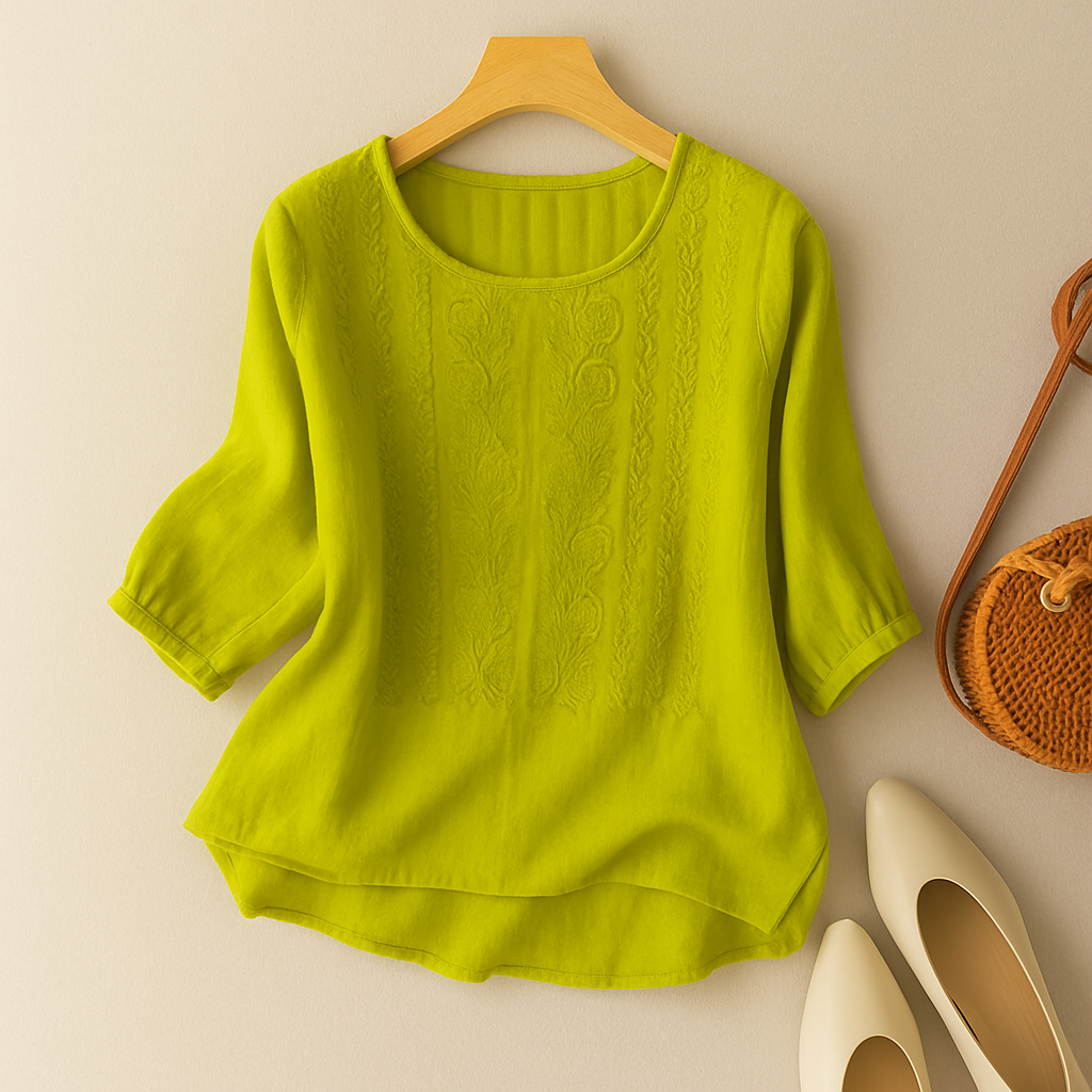 Women's Long Sleeve Blouse – Yellow/lime