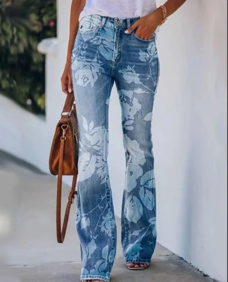 Women's Flare High Waist Jeans – Blue 5
