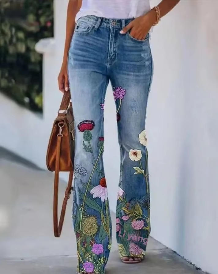 Women's Flare High Waist Jeans – Blue 6