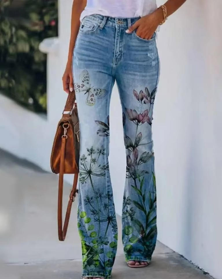 Women's Flare High Waist Jeans – Blue 7