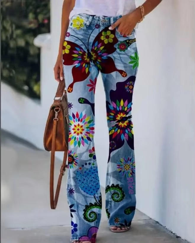 Women's Flare High Waist Jeans – Blue 8