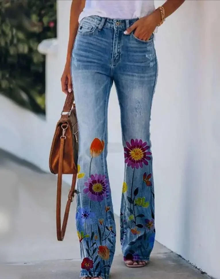 Women's Flare High Waist Jeans – Blue 2