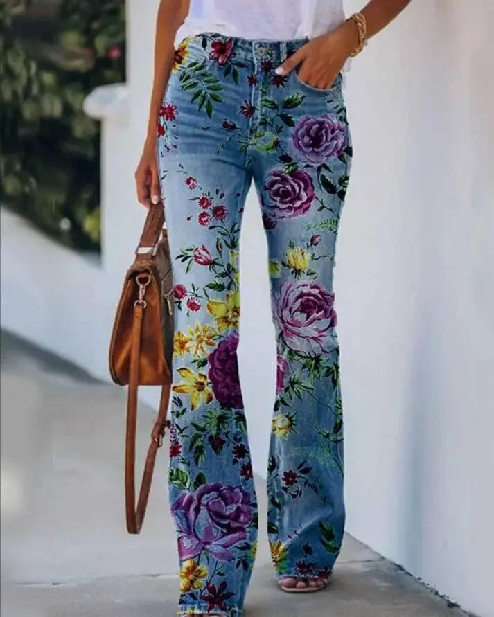 Women's Flare High Waist Jeans – Blue 3
