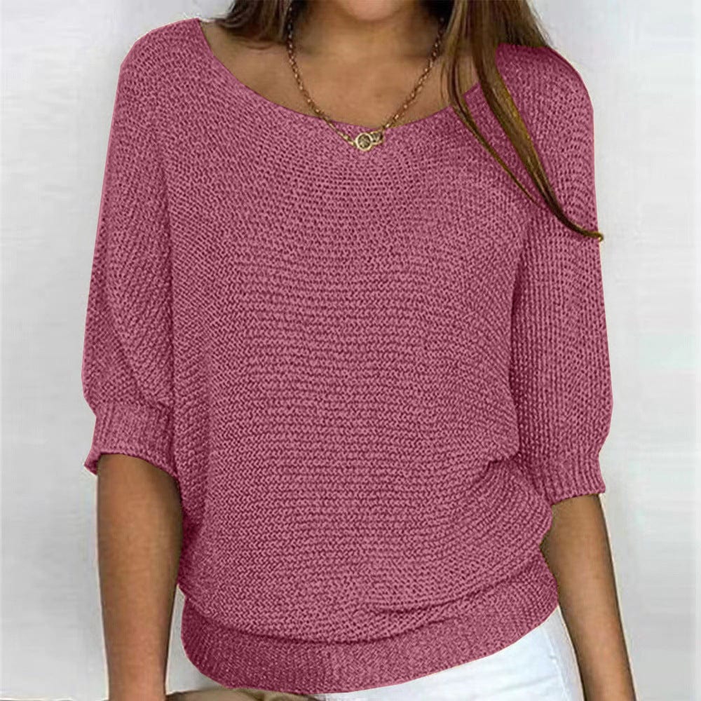 Women's V Neck Long Sleeve Sweater – Pink