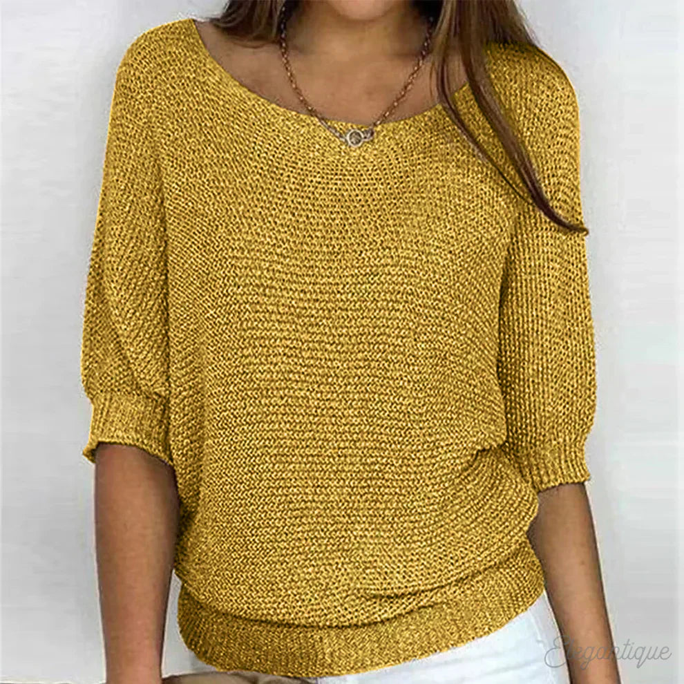 Women's V Neck Long Sleeve Sweater – Yellow