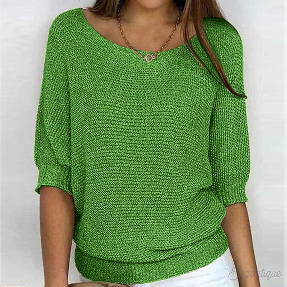 Women's V Neck Long Sleeve Sweater – Green