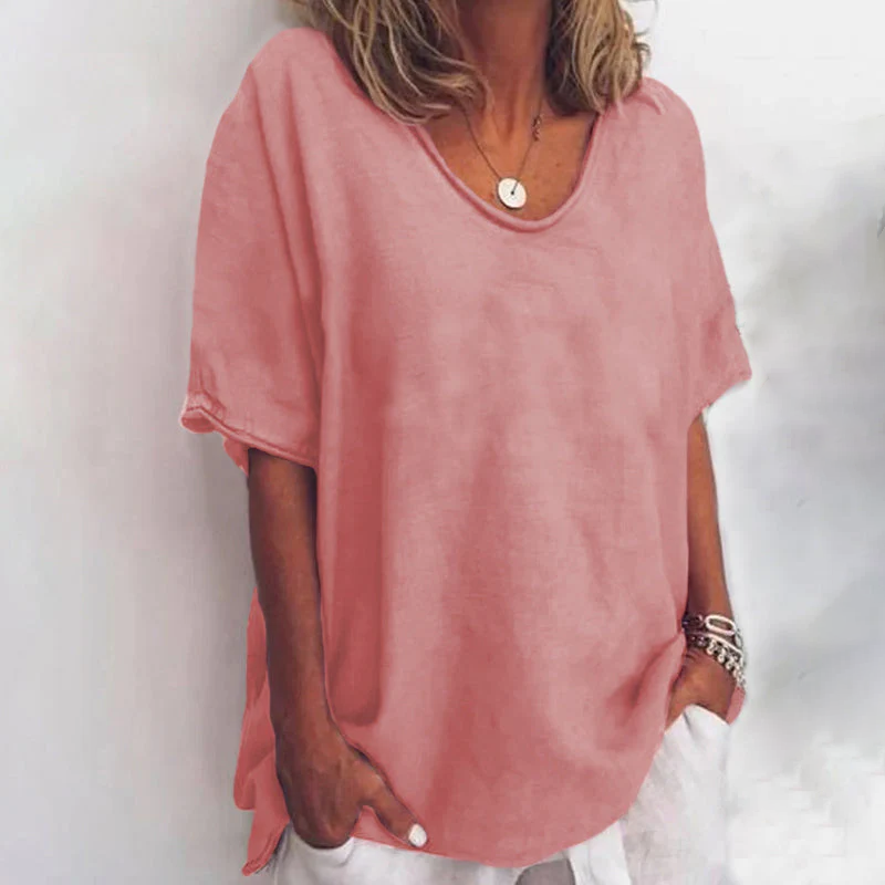Women's V Neck Short Sleeve Blouse