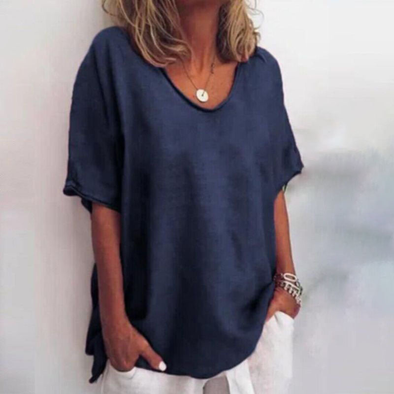 Women's V Neck Short Sleeve Blouse