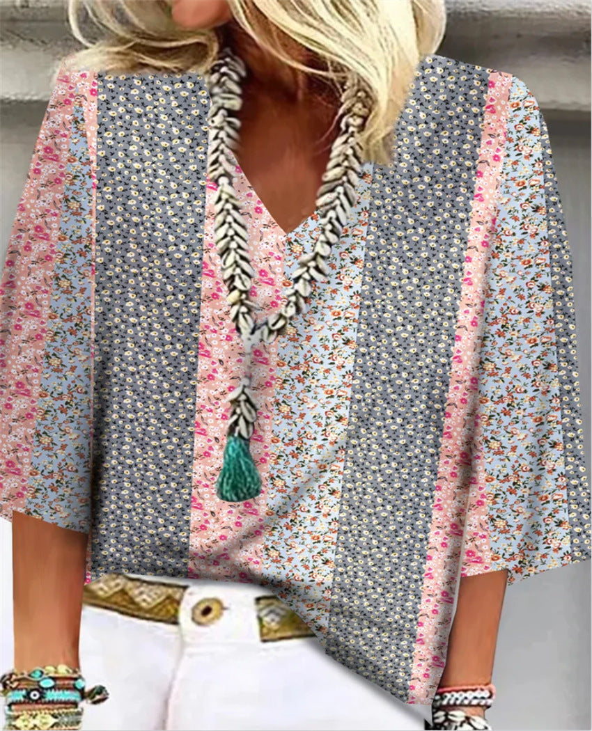 Women's V Neck Blouse – Pink