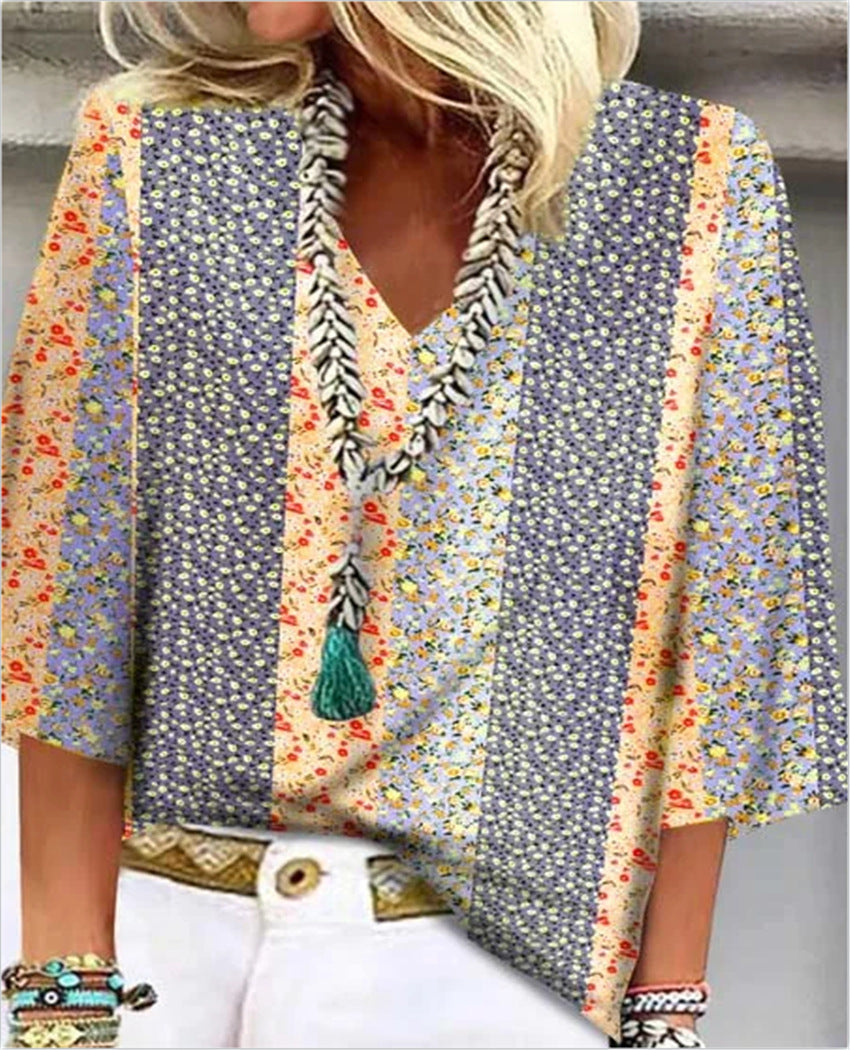Women's V Neck Blouse – Orange