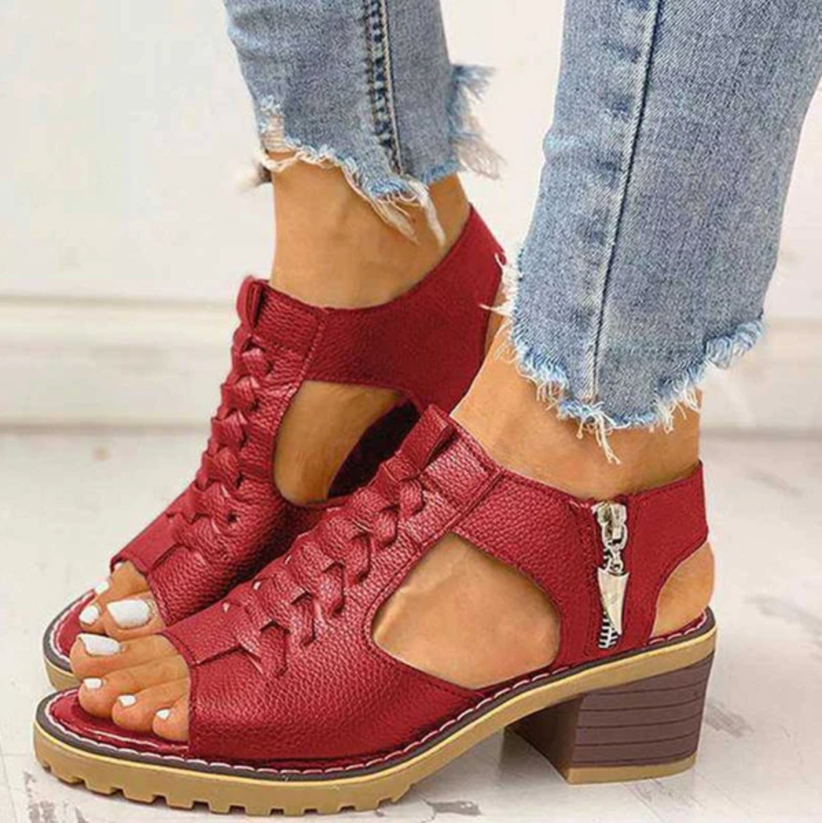Women's Heeled Sandals – Red