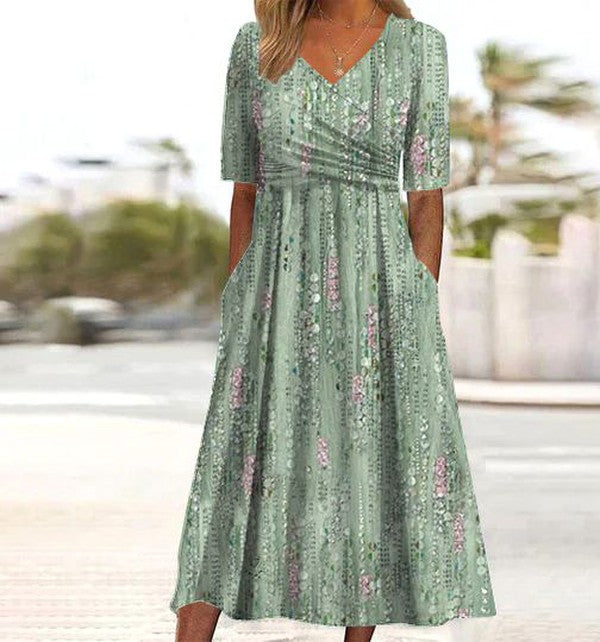 Women's Wrap Midi Dress – Green