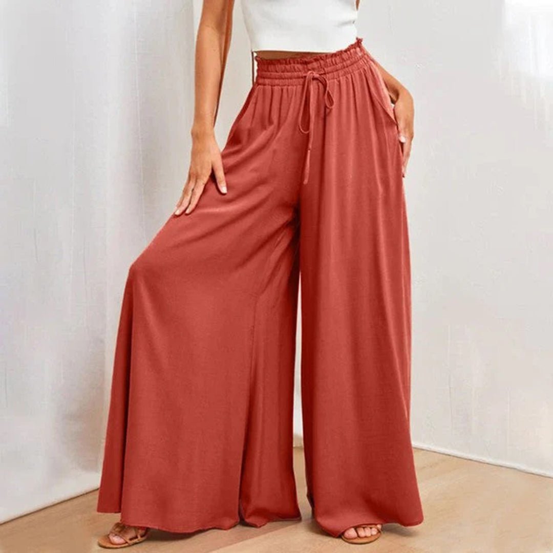 Women's Wide Leg High Waist Pants – Red